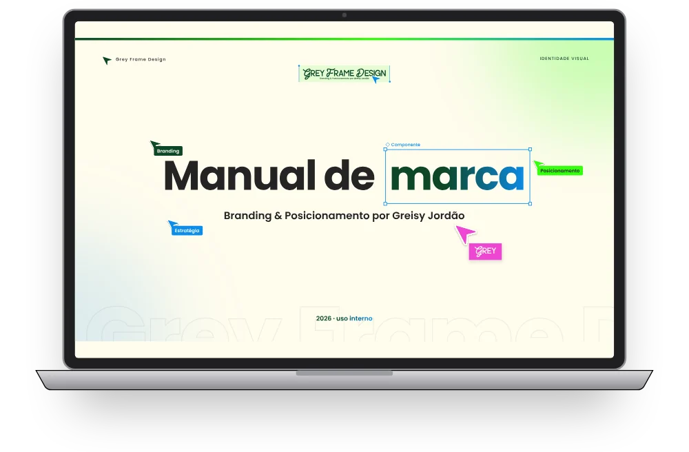 Identidade visual e manual de marca para médicos em um notebook
