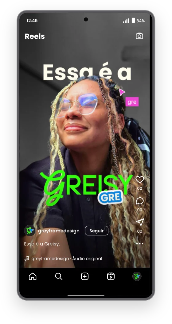 Reels de marketing médico da Grey Frame Design em um celular